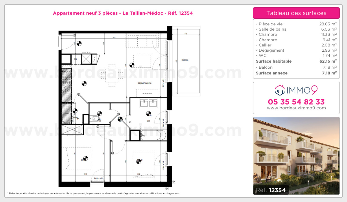 Plan et surfaces, Programme neuf Taillan-Médoc Référence n° 12354