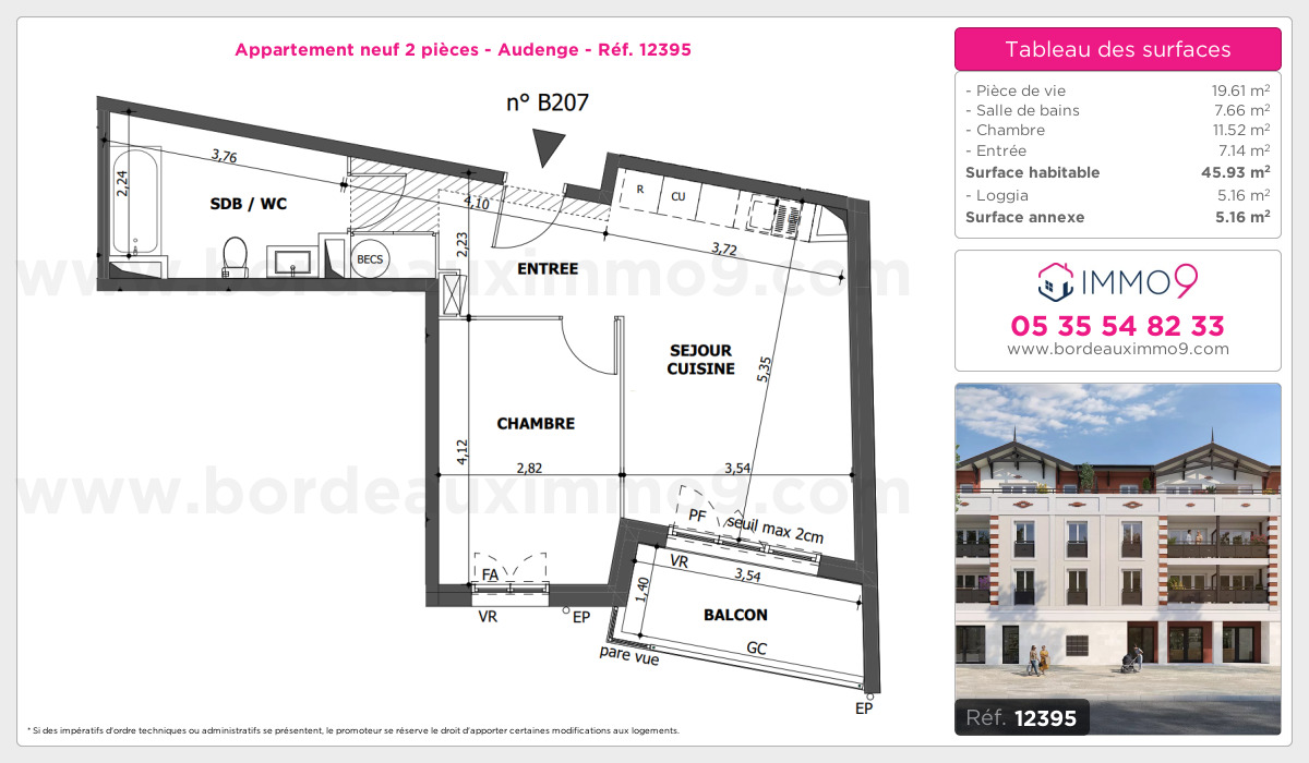 Plan et surfaces, Programme neuf Audenge Référence n° 12395