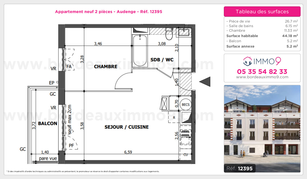 Plan et surfaces, Programme neuf Audenge Référence n° 12395