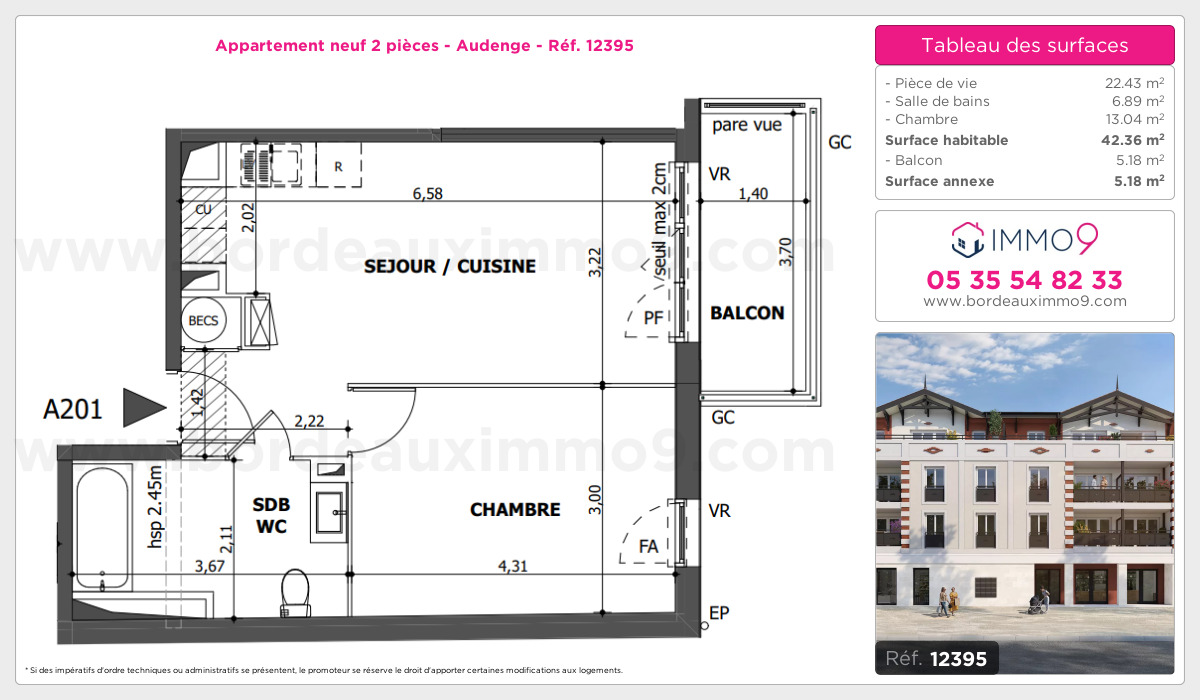 Plan et surfaces, Programme neuf Audenge Référence n° 12395
