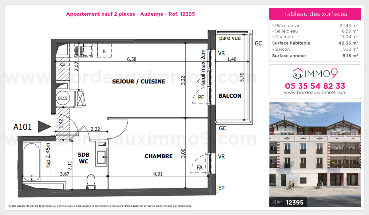 Plan et surfaces, Programme neuf Audenge Référence n° 12395