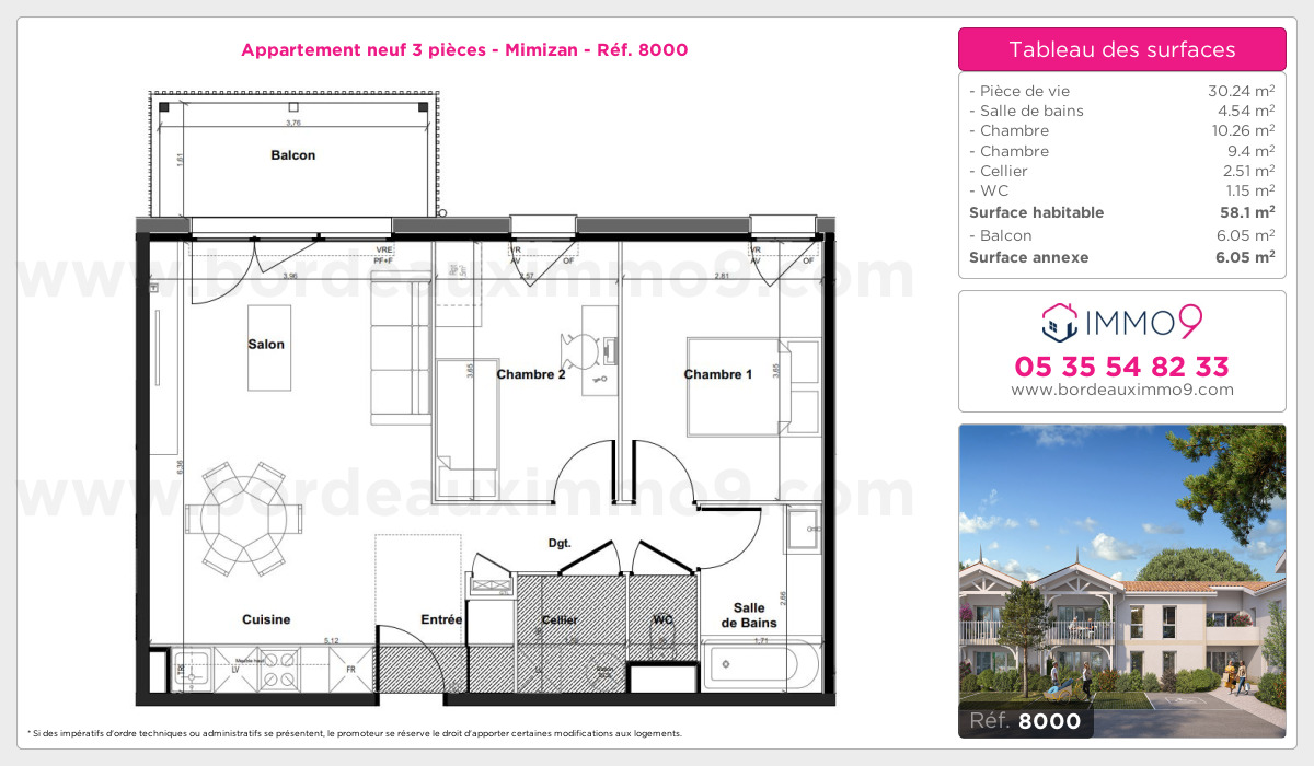 Plan et surfaces, Programme neuf Mimizan Référence n° 8000