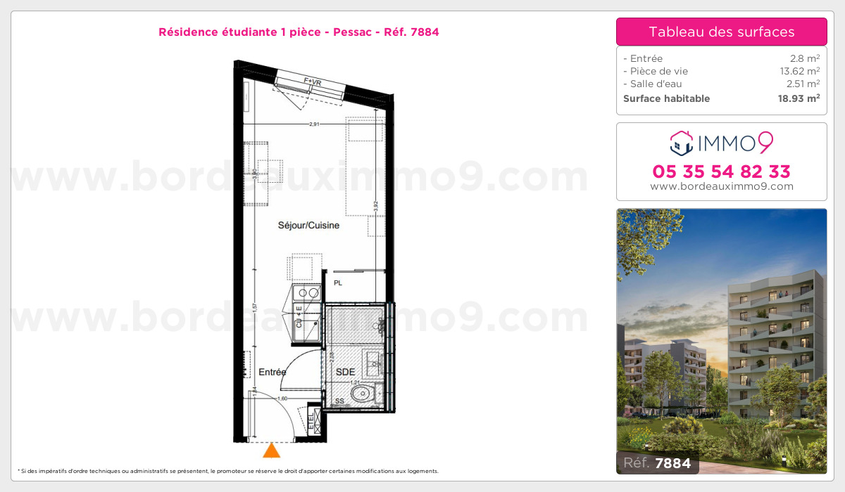 Plan et surfaces, Programme neuf Pessac Référence n° 7884