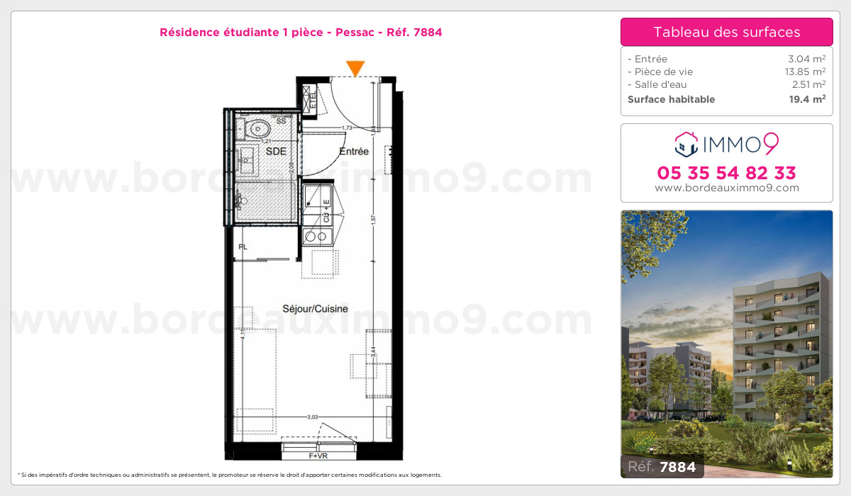 Plan et surfaces, Programme neuf Pessac Référence n° 7884