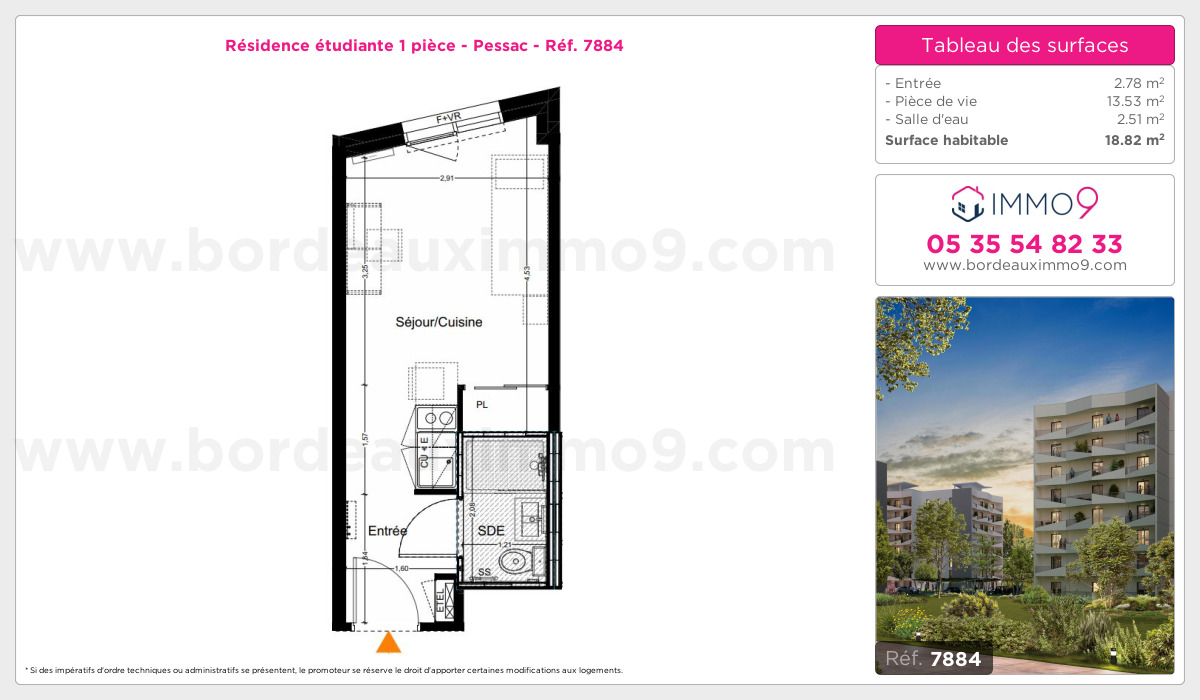 Plan et surfaces, Programme neuf Pessac Référence n° 7884