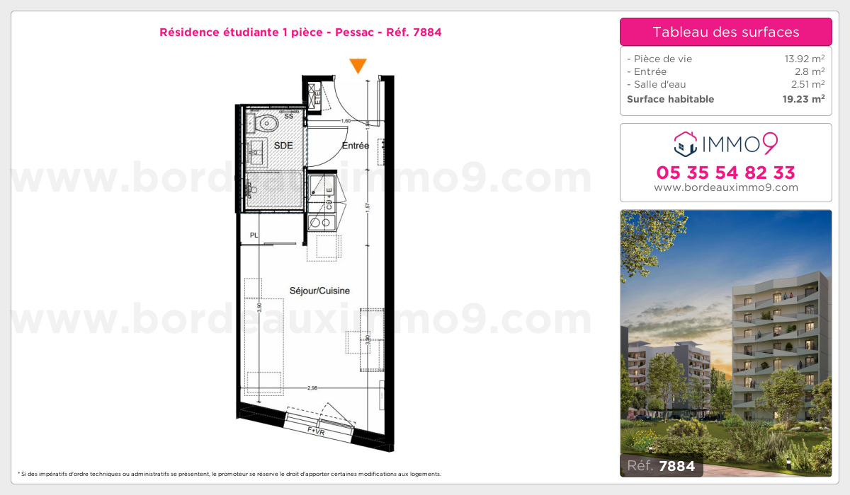 Plan et surfaces, Programme neuf Pessac Référence n° 7884