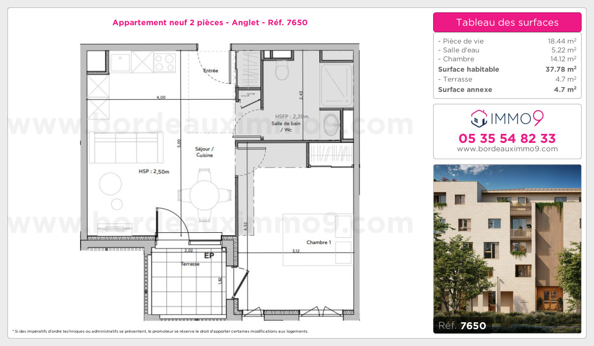Plan et surfaces, Programme neuf Anglet Référence n° 7650