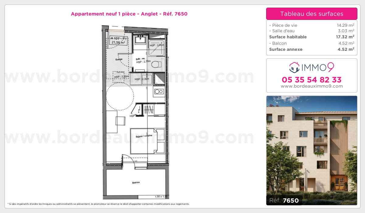 Plan et surfaces, Programme neuf Anglet Référence n° 7650