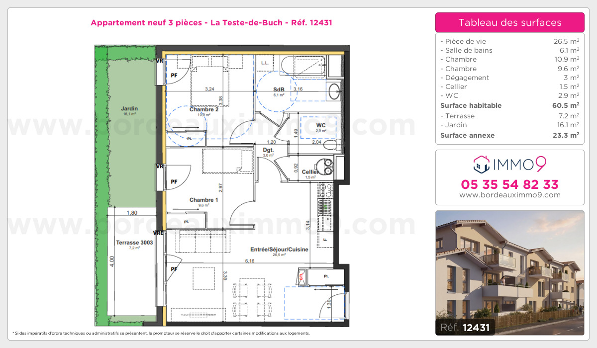 Plan et surfaces, Programme neuf Teste-de-Buch Référence n° 12431