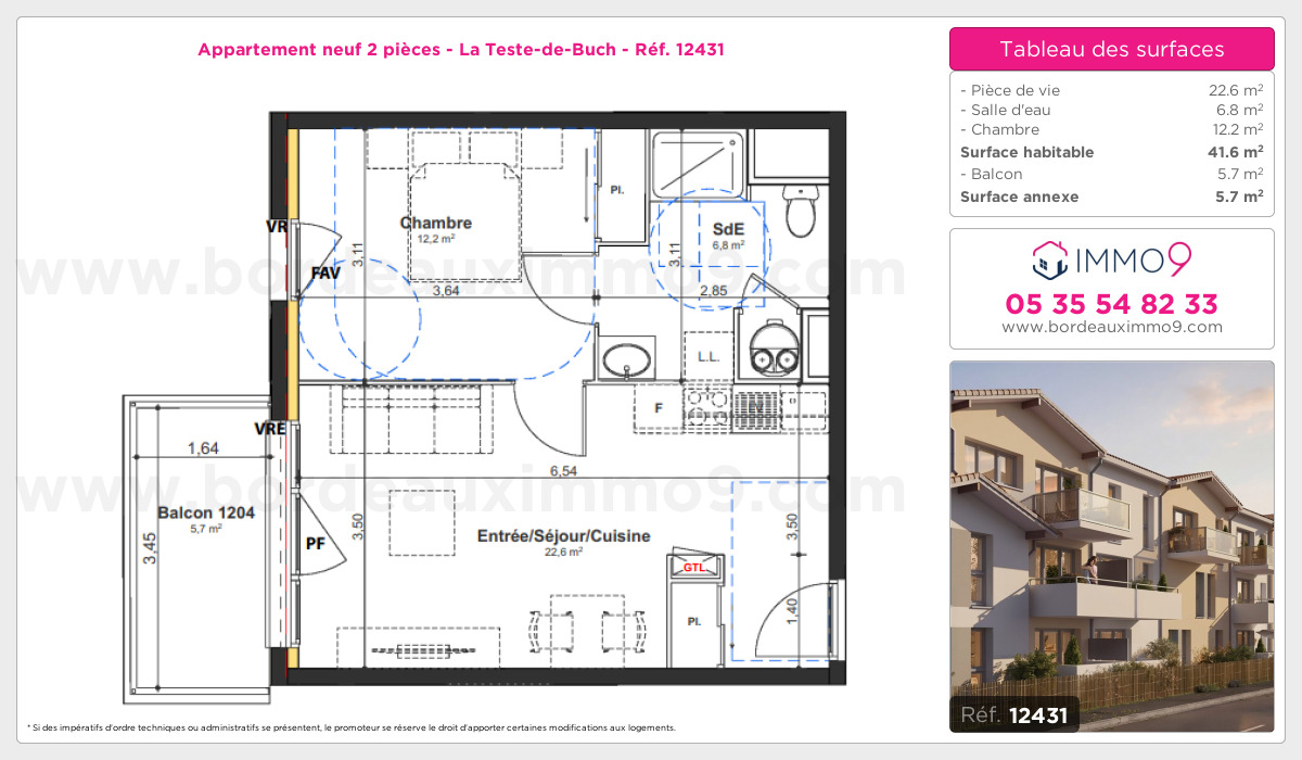 Plan et surfaces, Programme neuf Teste-de-Buch Référence n° 12431