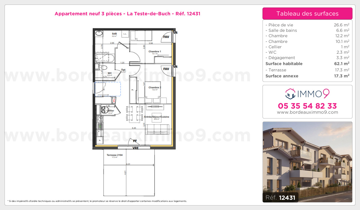 Plan et surfaces, Programme neuf Teste-de-Buch Référence n° 12431