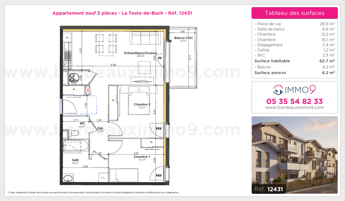 Plan et surfaces, Programme neuf Teste-de-Buch Référence n° 12431
