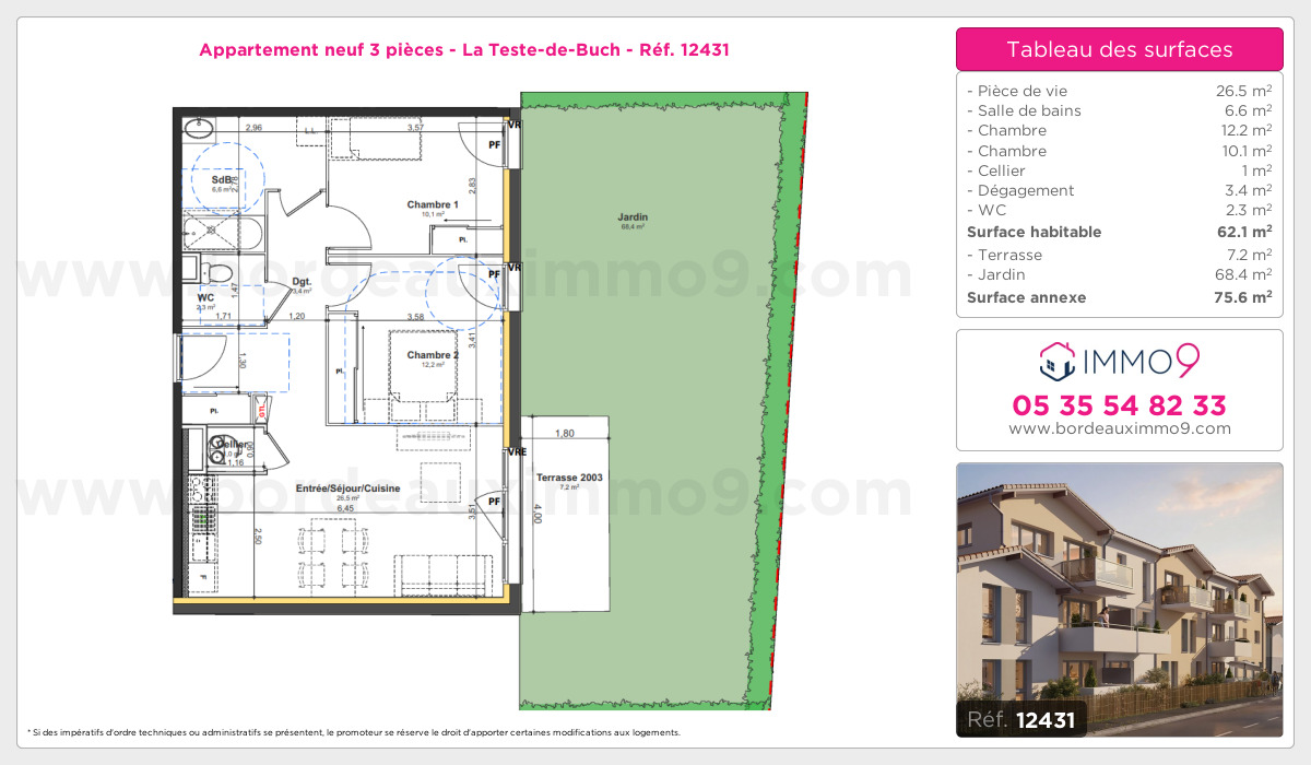 Plan et surfaces, Programme neuf Teste-de-Buch Référence n° 12431