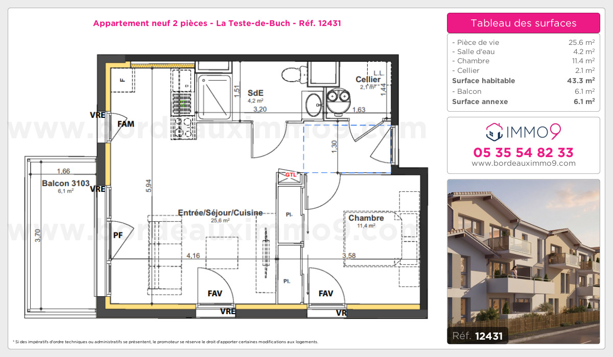 Plan et surfaces, Programme neuf Teste-de-Buch Référence n° 12431