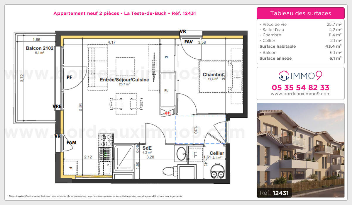 Plan et surfaces, Programme neuf Teste-de-Buch Référence n° 12431