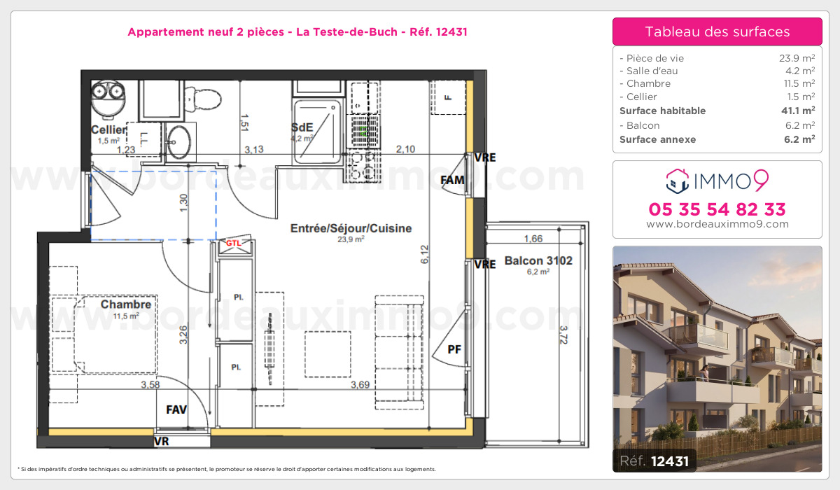 Plan et surfaces, Programme neuf Teste-de-Buch Référence n° 12431