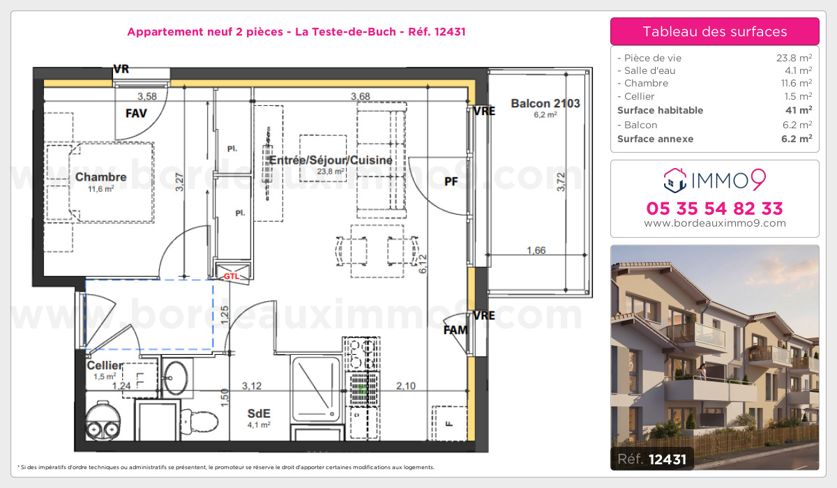 Plan et surfaces, Programme neuf Teste-de-Buch Référence n° 12431