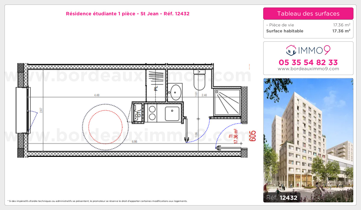 Plan et surfaces, Programme neuf Bordeaux : St Jean Référence n° 12432