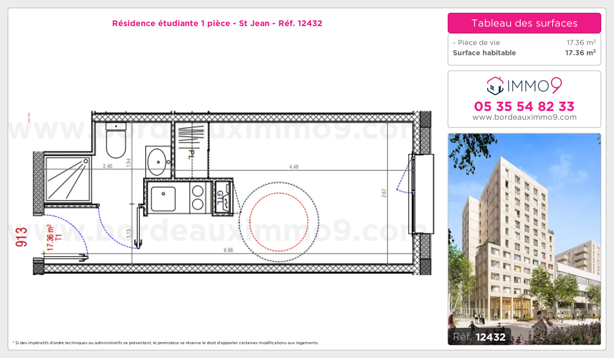 Plan et surfaces, Programme neuf Bordeaux : St Jean Référence n° 12432