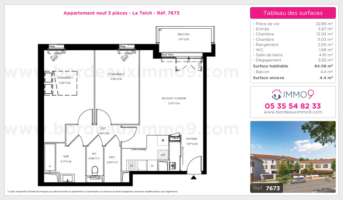 Plan et surfaces, Programme neuf Teich Référence n° 7673