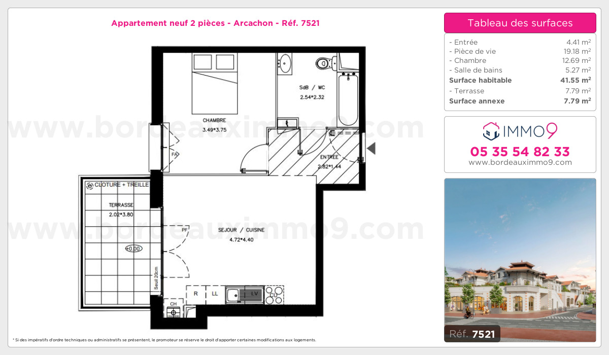 Plan et surfaces, Programme neuf Arcachon Référence n° 7521