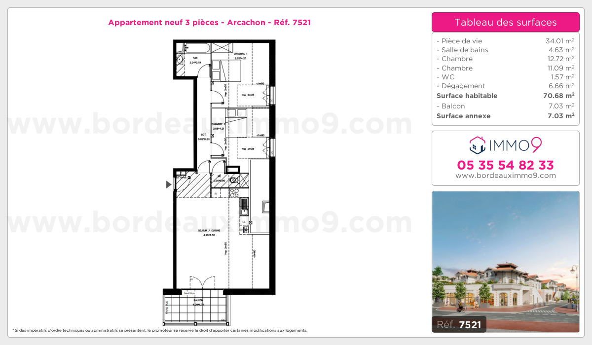 Plan et surfaces, Programme neuf Arcachon Référence n° 7521
