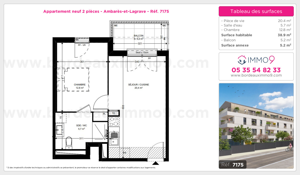Plan et surfaces, Programme neuf Ambarès-et-Lagrave Référence n° 7175