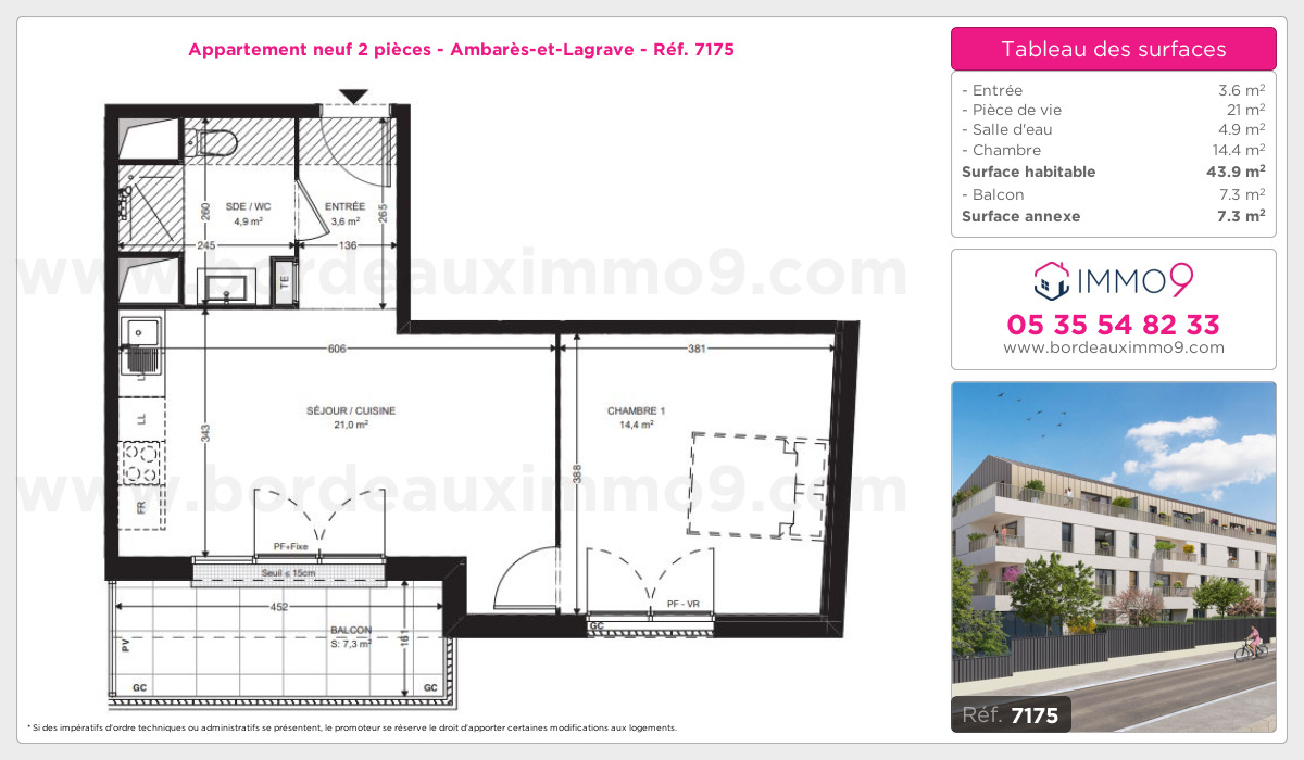 Plan et surfaces, Programme neuf Ambarès-et-Lagrave Référence n° 7175