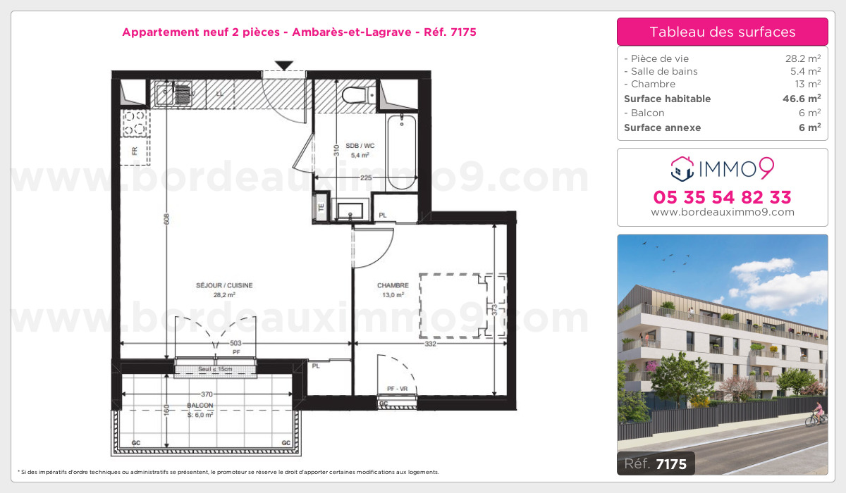 Plan et surfaces, Programme neuf Ambarès-et-Lagrave Référence n° 7175