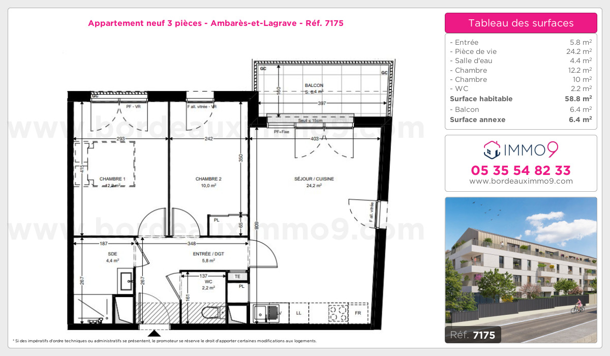 Plan et surfaces, Programme neuf Ambarès-et-Lagrave Référence n° 7175