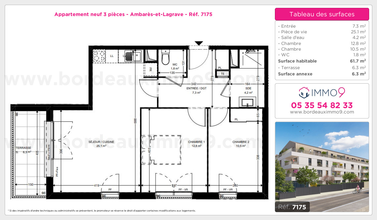 Plan et surfaces, Programme neuf Ambarès-et-Lagrave Référence n° 7175