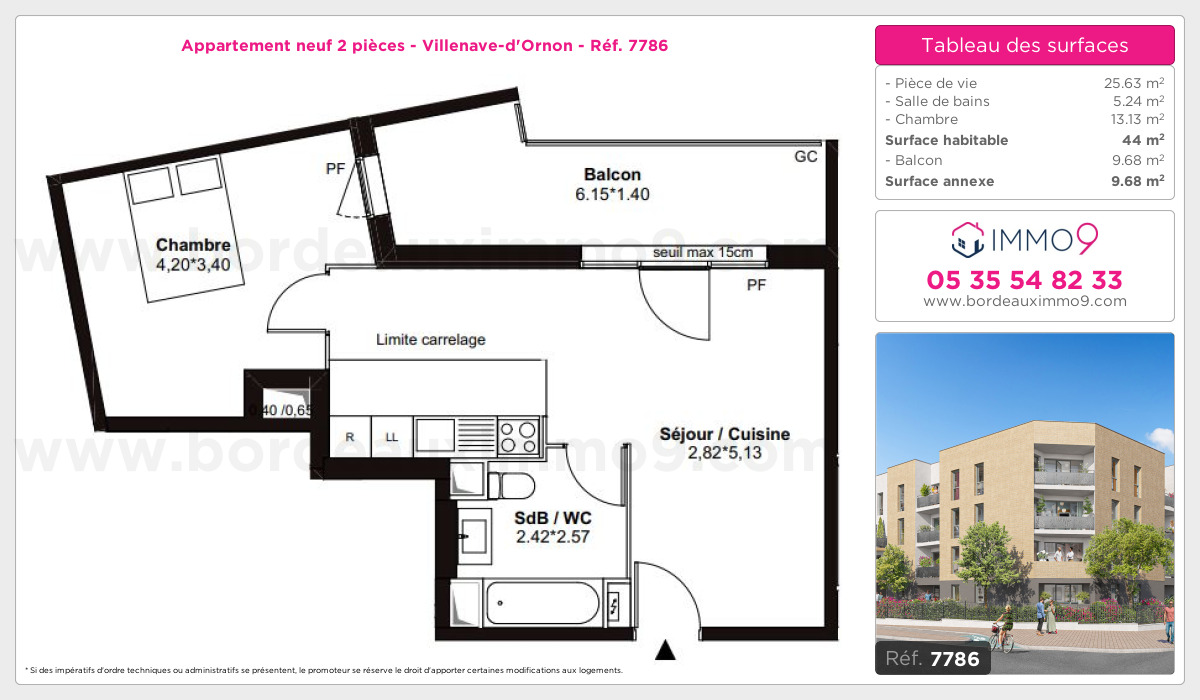 Plan et surfaces, Programme neuf Villenave-d'Ornon Référence n° 7786