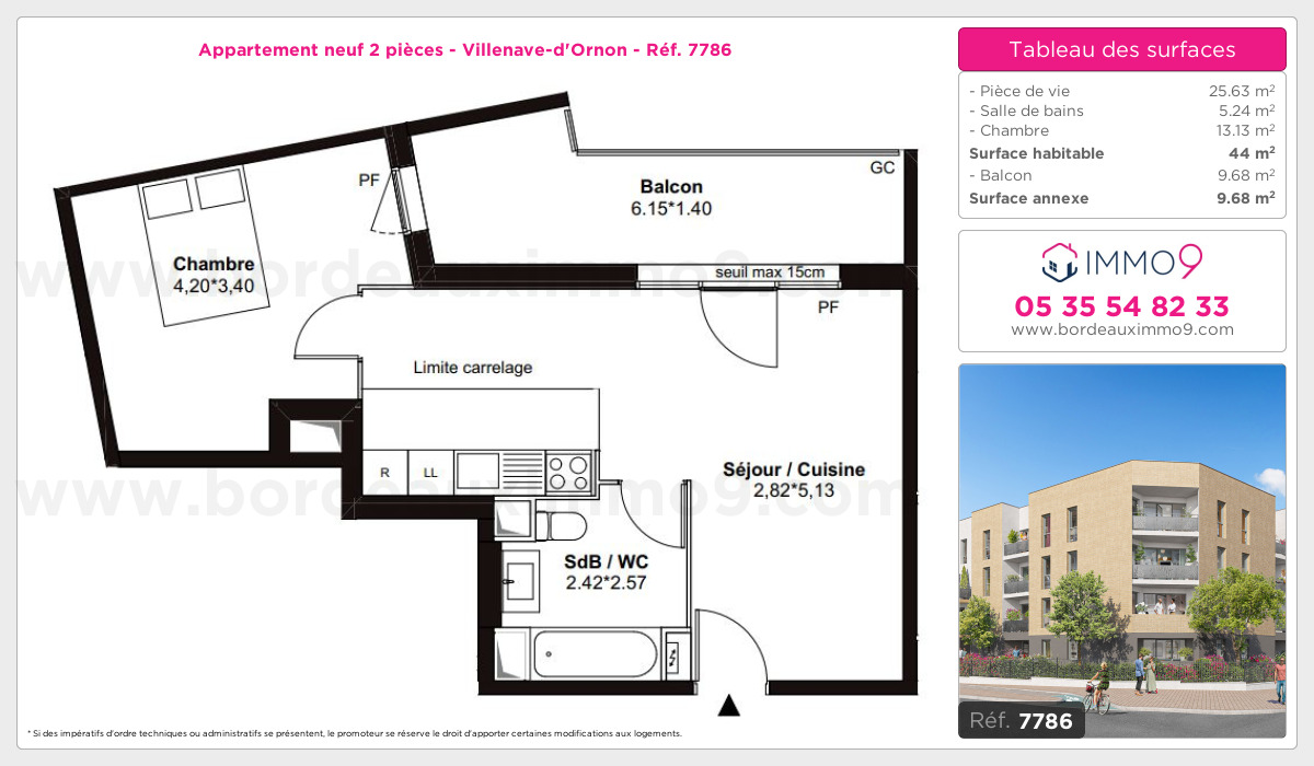 Plan et surfaces, Programme neuf Villenave-d'Ornon Référence n° 7786