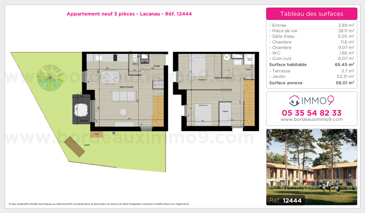 Plan et surfaces, Programme neuf Lacanau Référence n° 12444