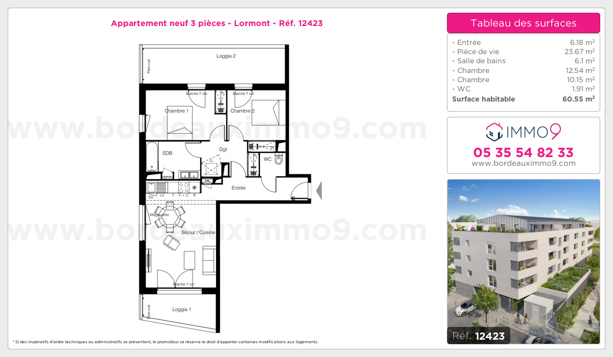 Plan et surfaces, Programme neuf Lormont Référence n° 12423