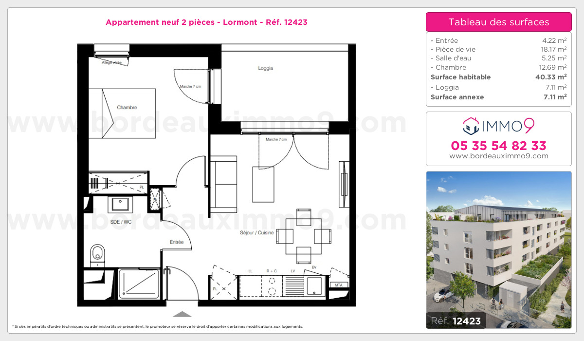 Plan et surfaces, Programme neuf Lormont Référence n° 12423