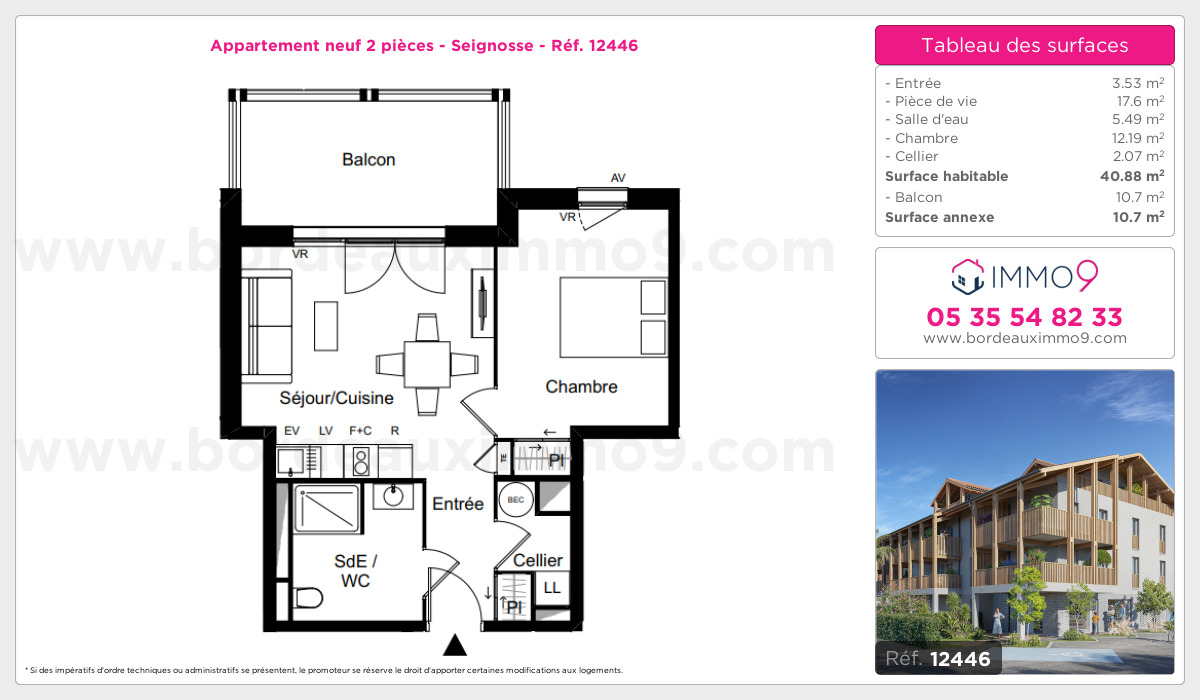 Plan et surfaces, Programme neuf Seignosse Référence n° 12446