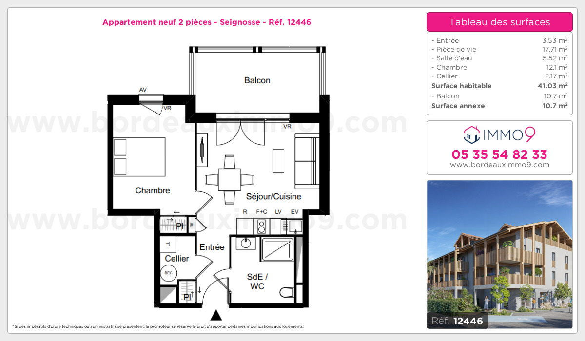 Plan et surfaces, Programme neuf Seignosse Référence n° 12446