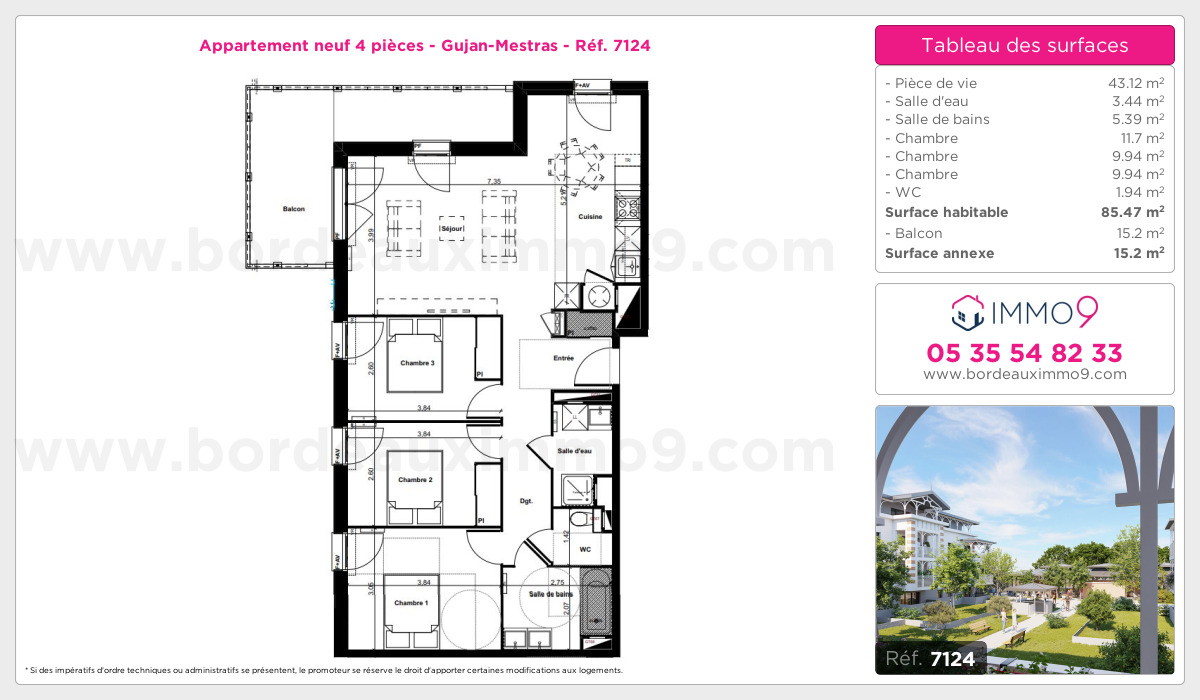 Plan et surfaces, Programme neuf Gujan-Mestras Référence n° 7124