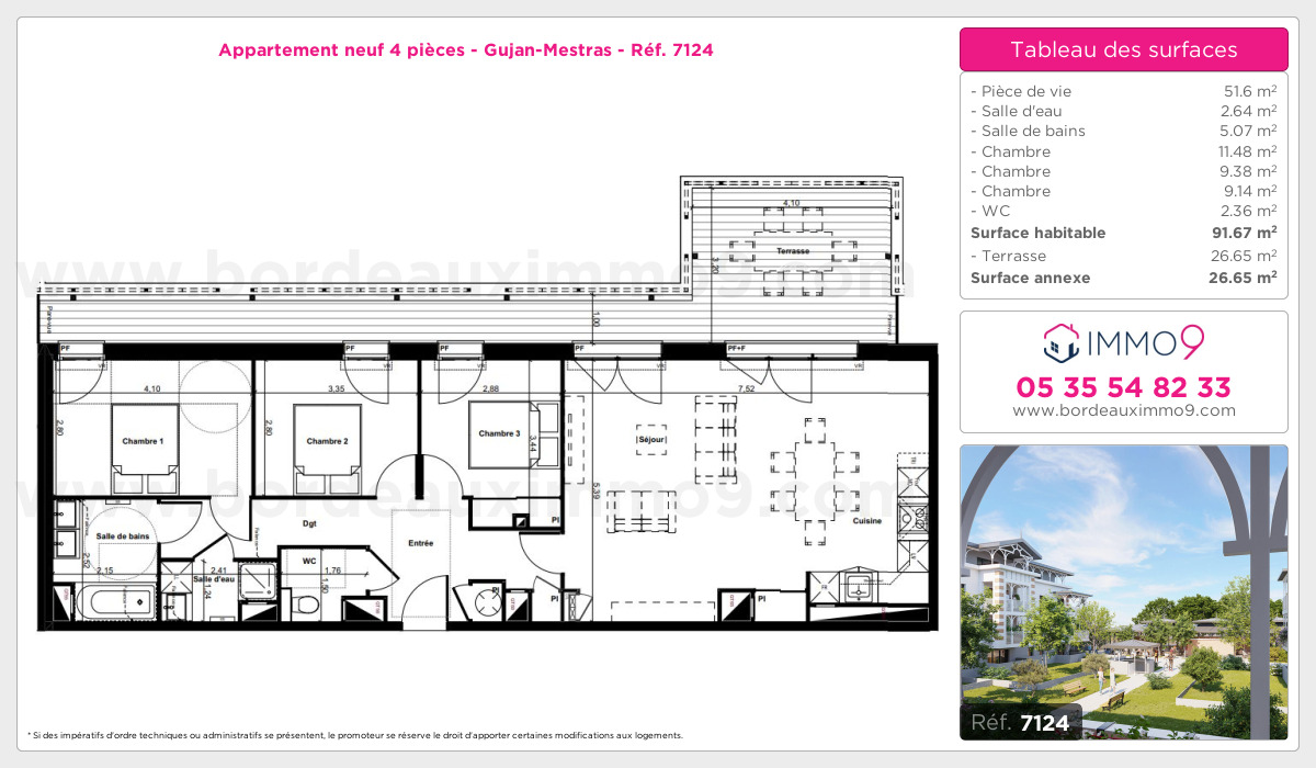 Plan et surfaces, Programme neuf Gujan-Mestras Référence n° 7124