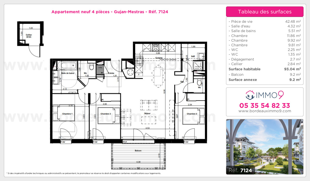 Plan et surfaces, Programme neuf Gujan-Mestras Référence n° 7124