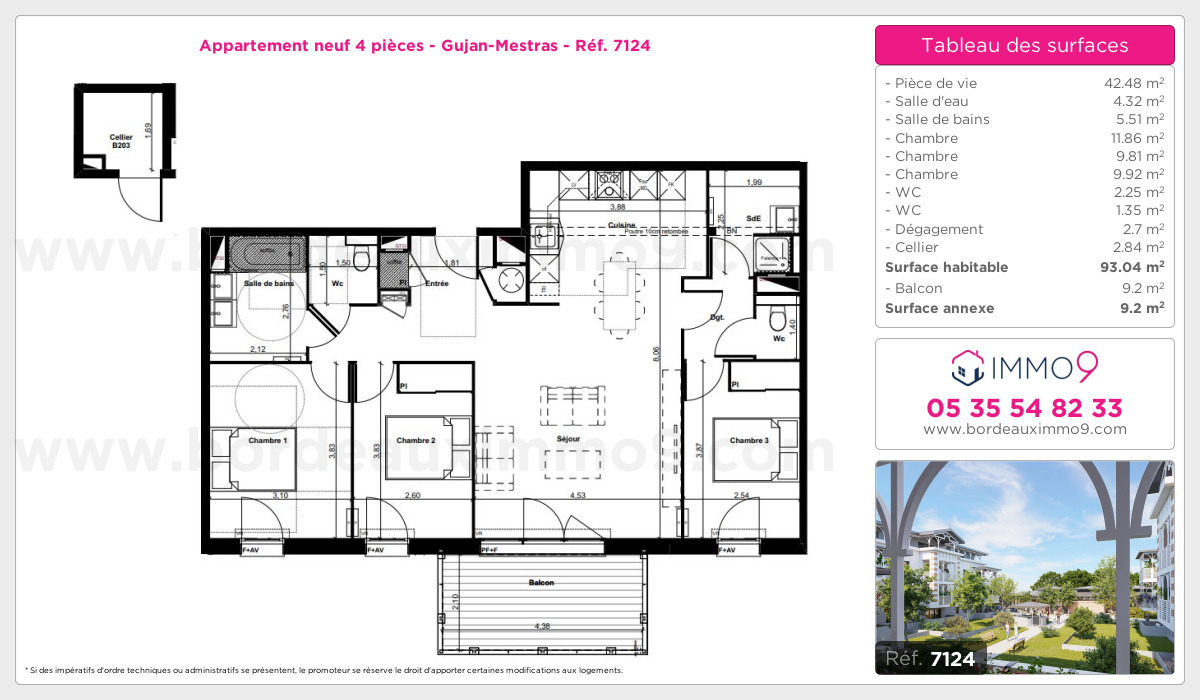 Plan et surfaces, Programme neuf Gujan-Mestras Référence n° 7124