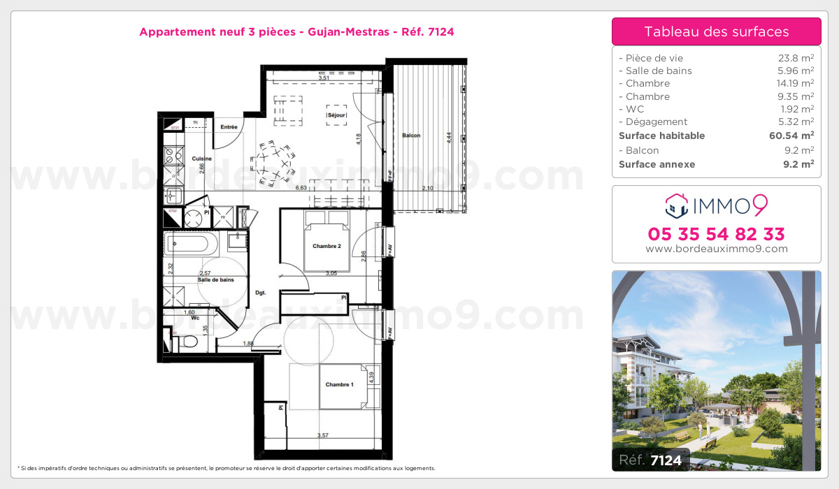 Plan et surfaces, Programme neuf Gujan-Mestras Référence n° 7124