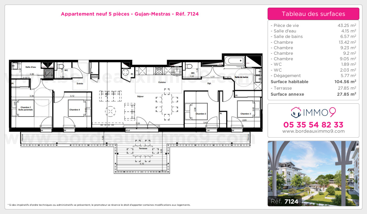Plan et surfaces, Programme neuf Gujan-Mestras Référence n° 7124