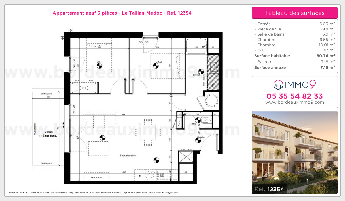 Plan et surfaces, Programme neuf Taillan-Médoc Référence n° 12354