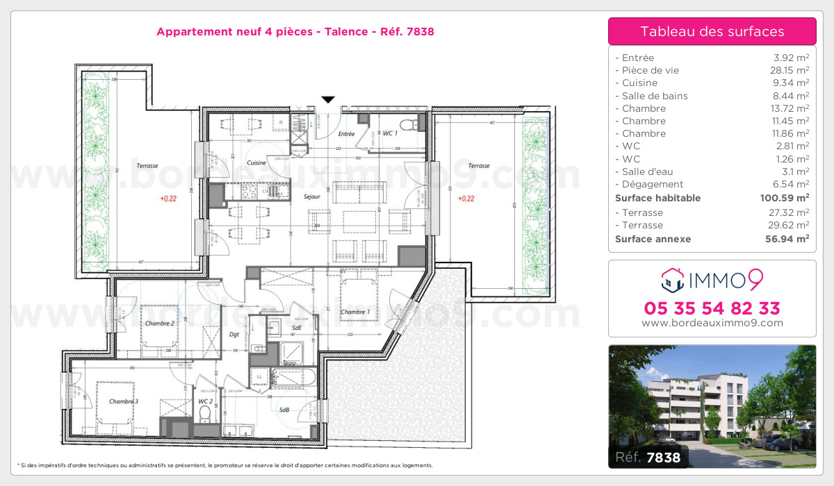 Plan et surfaces, Programme neuf Talence Référence n° 7838
