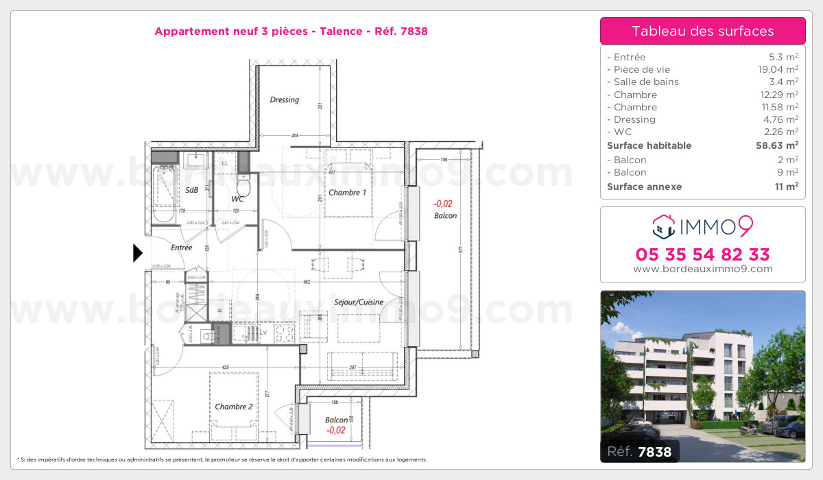 Plan et surfaces, Programme neuf Talence Référence n° 7838