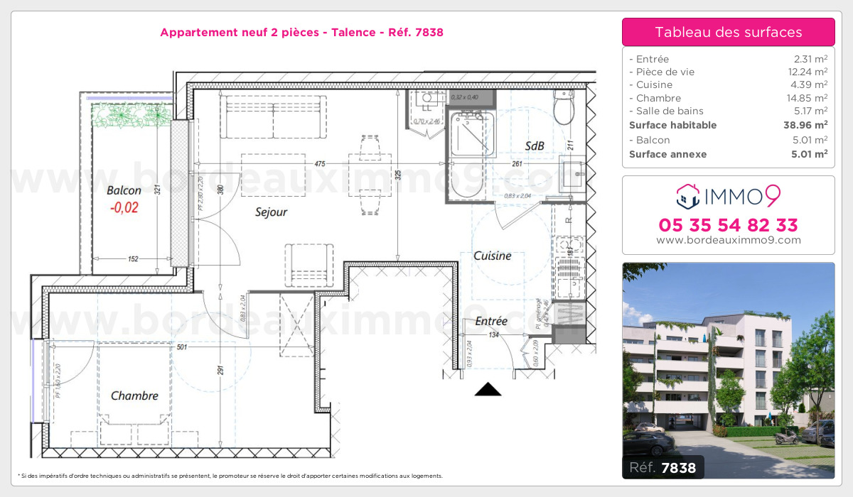 Plan et surfaces, Programme neuf Talence Référence n° 7838