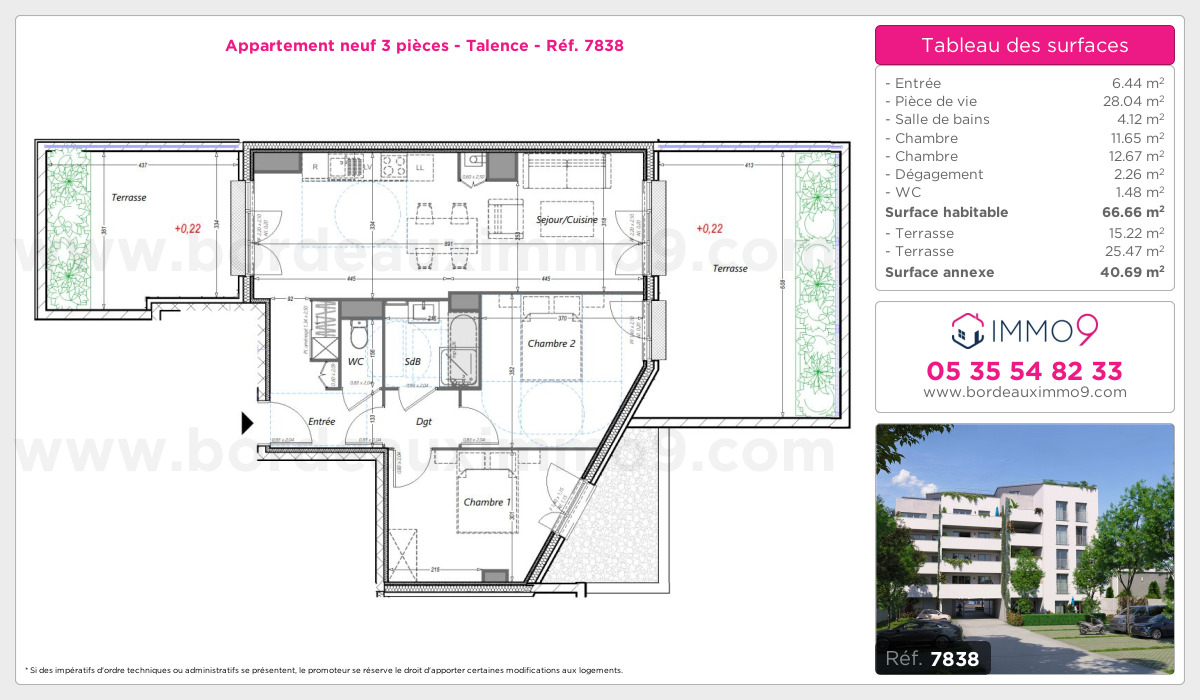 Plan et surfaces, Programme neuf Talence Référence n° 7838