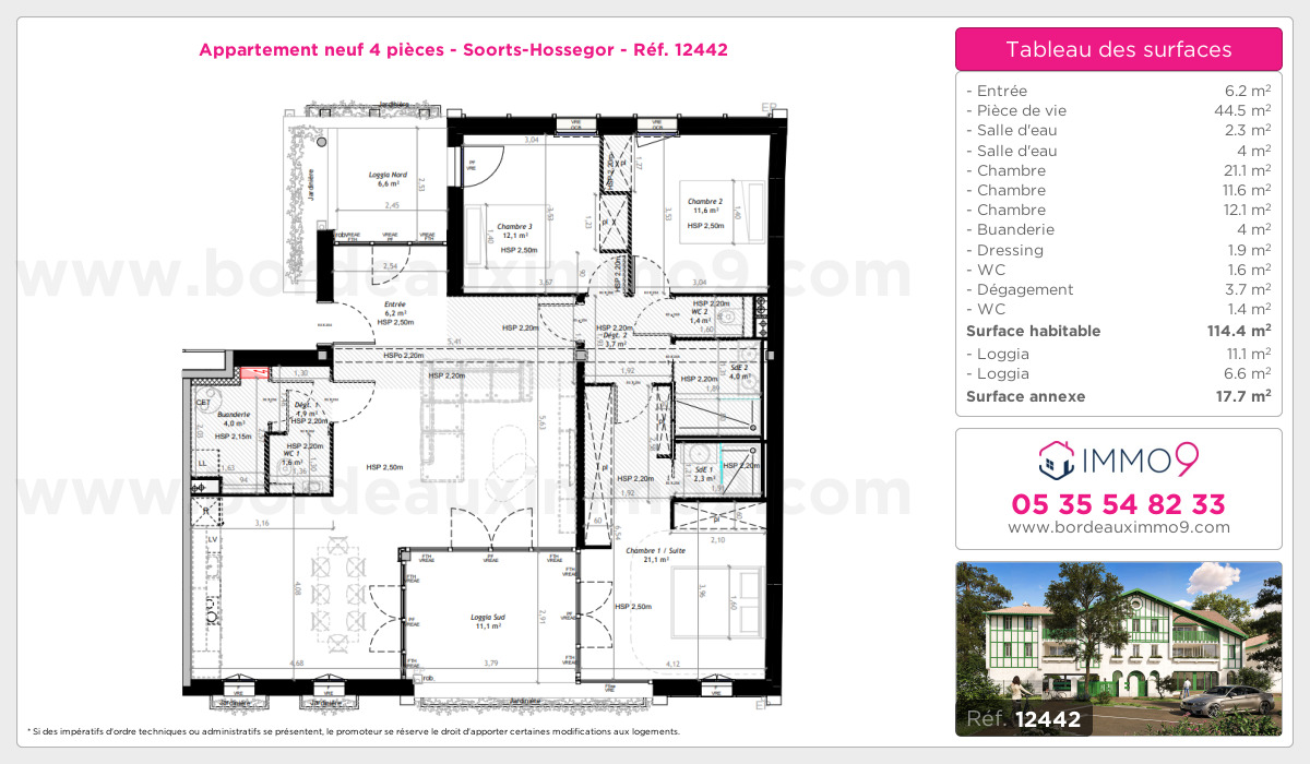 Plan et surfaces, Programme neuf Soorts-Hossegor Référence n° 12442